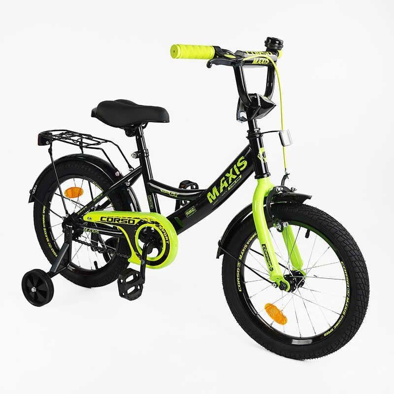 Велосипед дитячий Corso Maxis ручне гальмо сидіння з ручкою 16" Black/Yellow (162144)