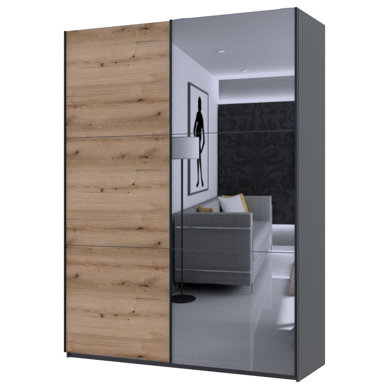 Шкаф-купе двухдверный Doros G-Caiser зеркало 180х60х240 см Графит/Дуб эвок (DRS-011227)