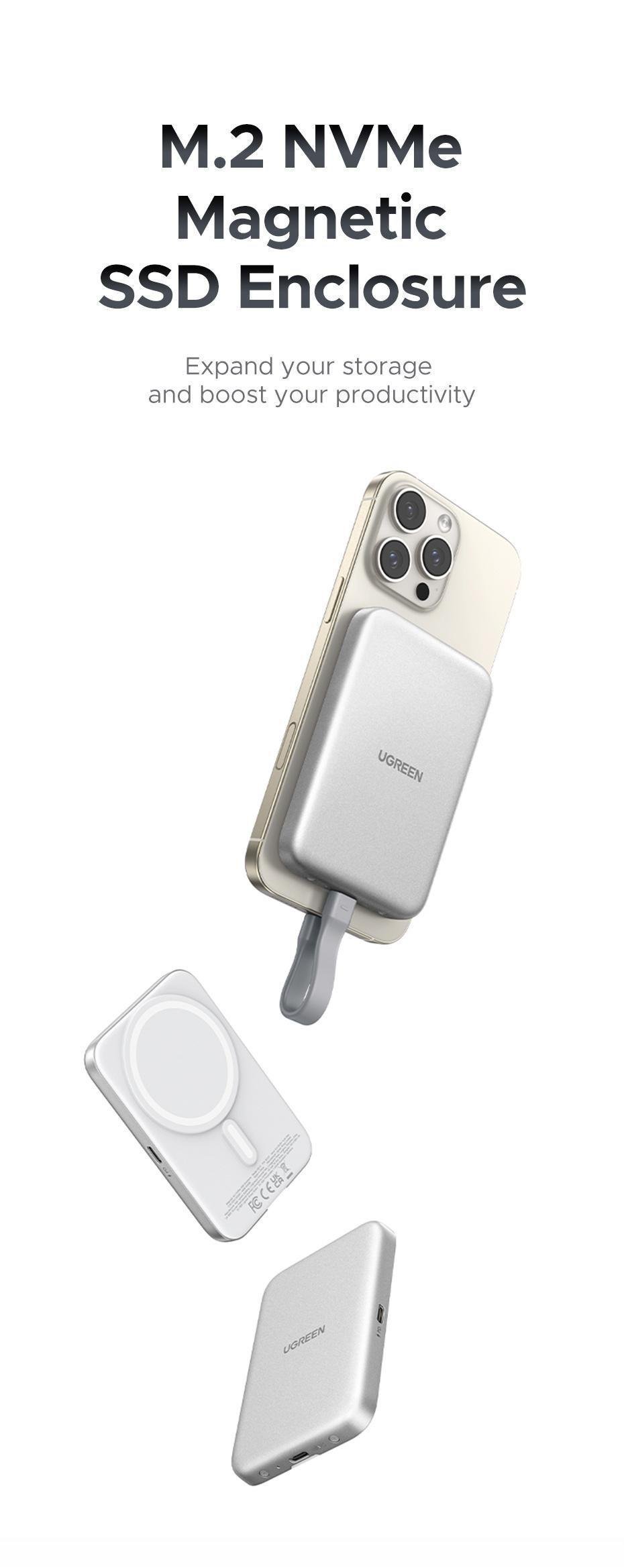 Кишеня зовнішня Ugreen 10 гбіт/с 100 Вт алюмінієвий Сріблястий (55151) - фото 2 Кишеня зовнішня Ugreen 10 гбіт/с 100 Вт алюмінієвий Сріблястий (55151) - фото 2