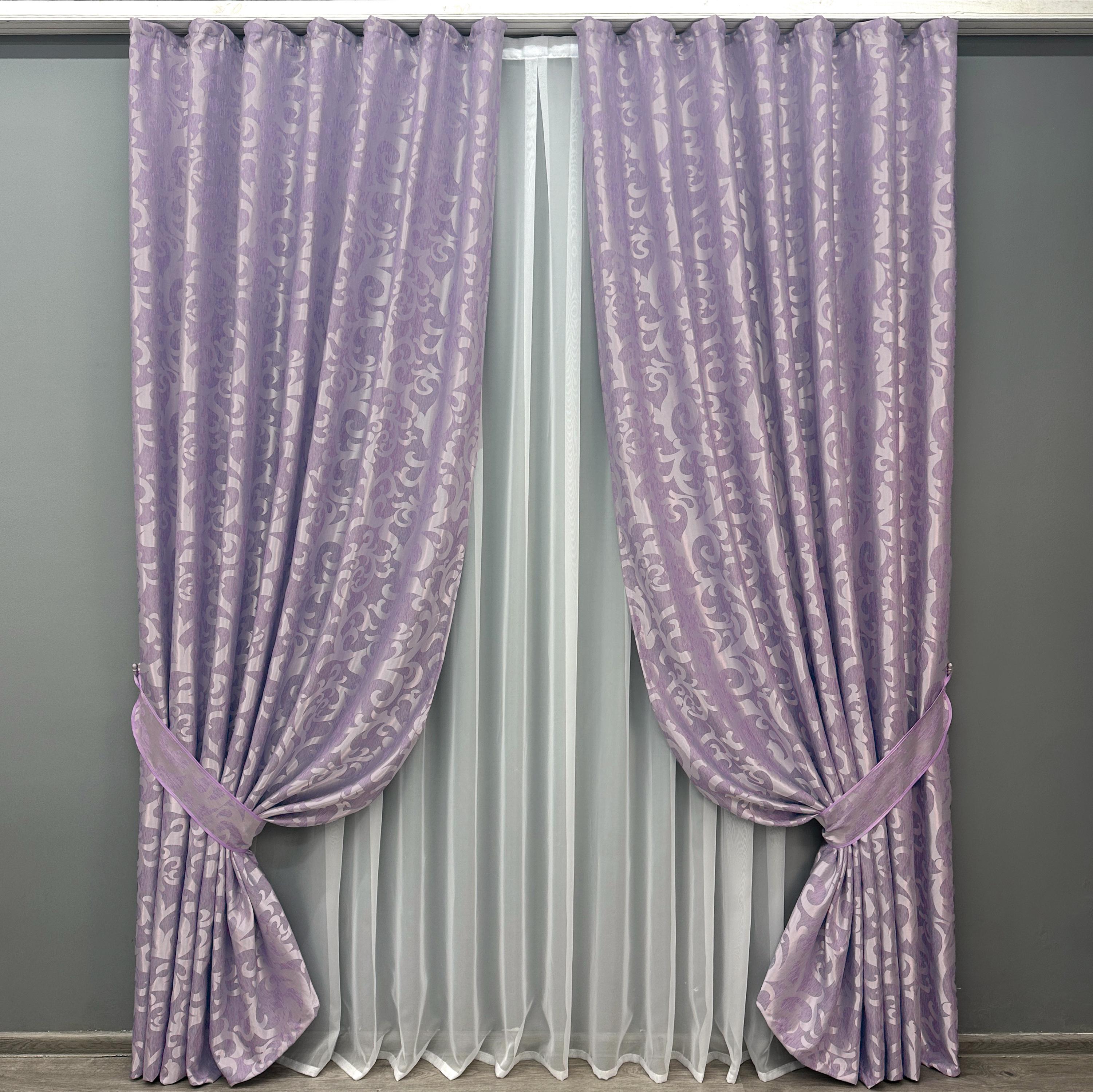 Комплект штор VR-Textil Вензель № 295ш жаккард 150х270 см 2 шт. Сиреневый (30-319)