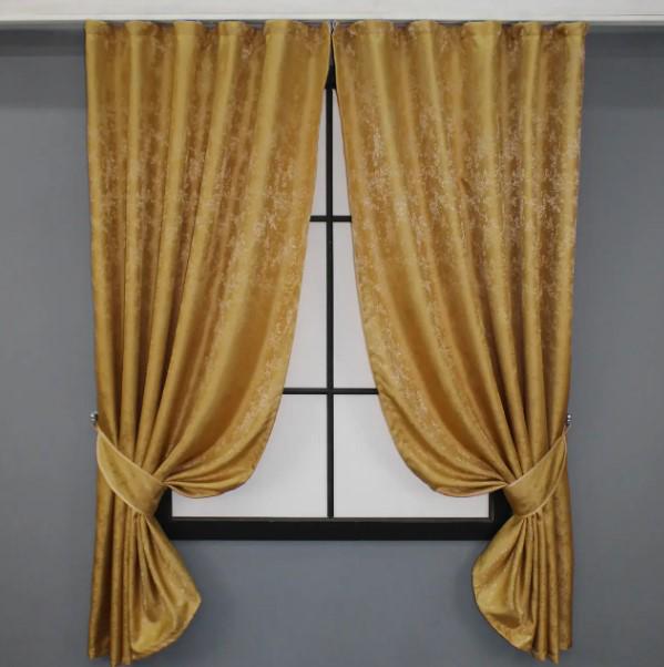 Комплект штор жаккард 1,3х1,7 м 2 шт. Золотистый (614ш)