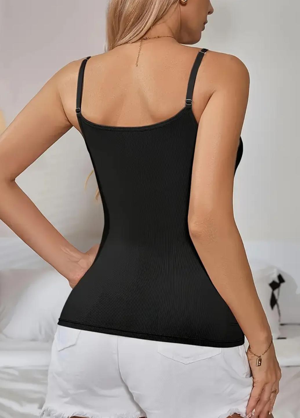 Майка женская Comfort Plus в рубчик с поролоновыми вкладышами M Черный (1959-42-03) - фото 8