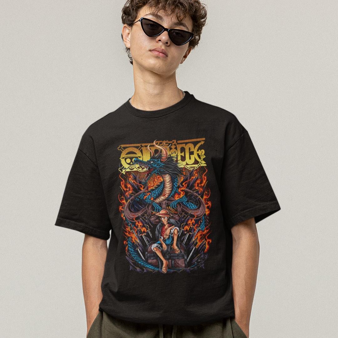 Футболка унисекс One Piece Luffy Monkey D And Dragon 4XL Черный (0000010515)