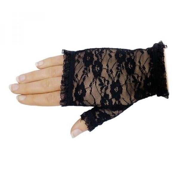 Декор на Хелоуїн Seta Рукавички мітенки гіпюрові (10-60BLK)