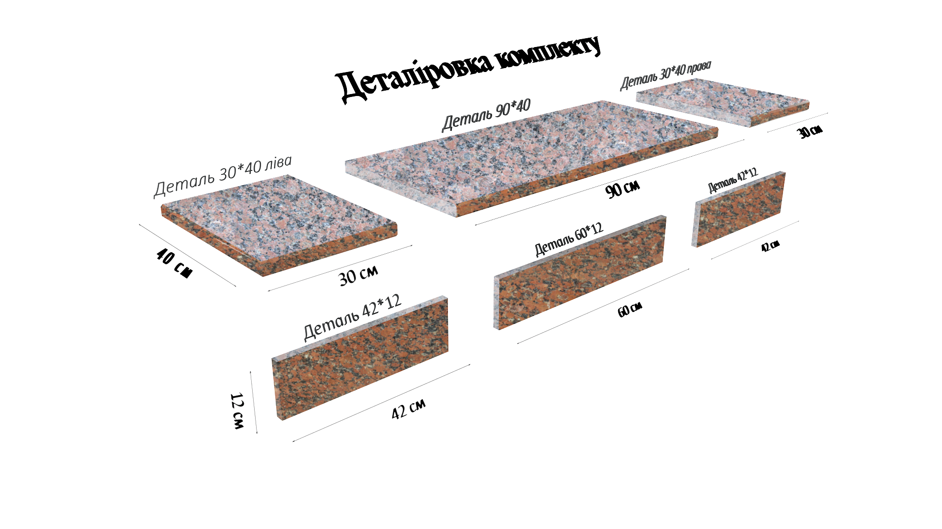 Комплект ROSSO TOLEDO ступенька 150х40х3 см/подступенька 146х120х2 см гранит Светло-коричневый с черным (26358517) - фото 4 Комплект ROSSO TOLEDO ступенька 150х40х3 см/подступенька 146х120х2 см гранит Светло-коричневый с черным (26358517) - фото 4