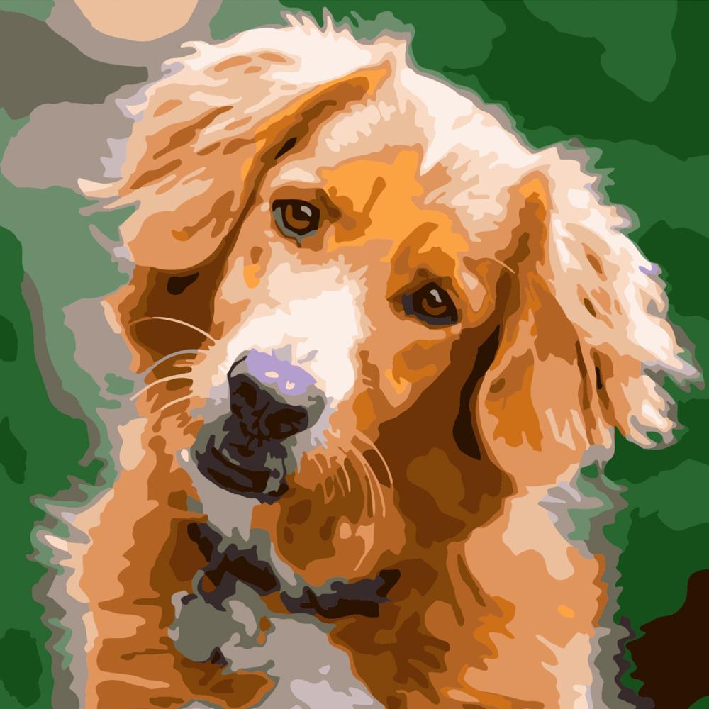 Картина по номерам Strateg Премиум Игривый пес 40х40 см (SK010)