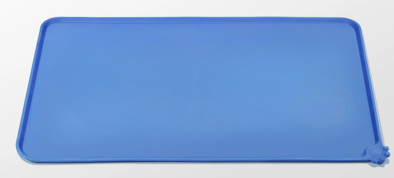 Коврик-подставка водонепроницаемый под миску Kayfovo DK-BE2 нескользящий силиконовый с приподнятыми краями Синий (29169)