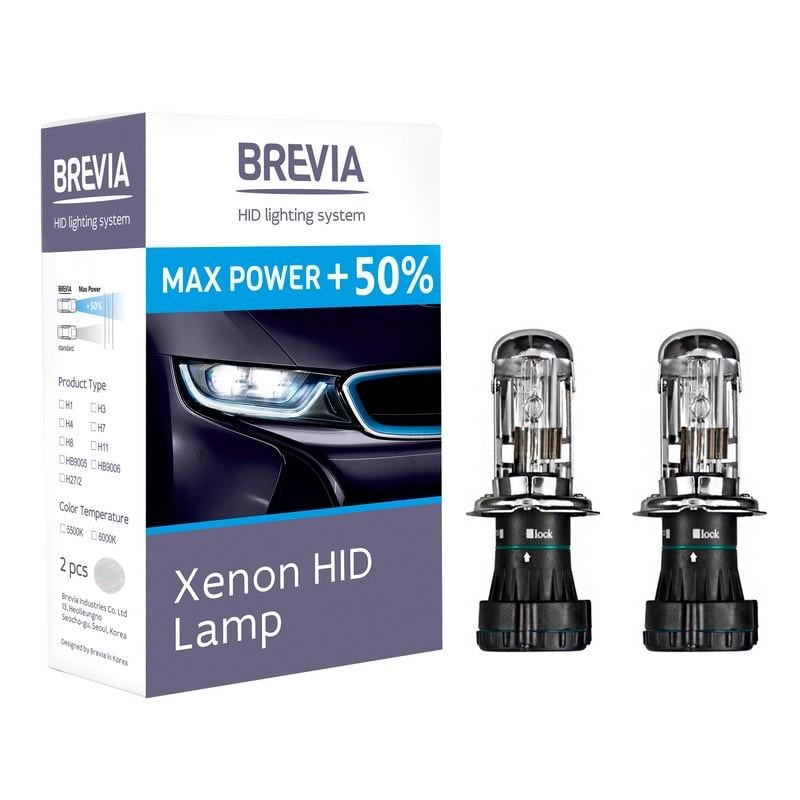 Лампа ксеноновая Brevia H4 5500K Max Power +50% 2 шт. (12450MP)