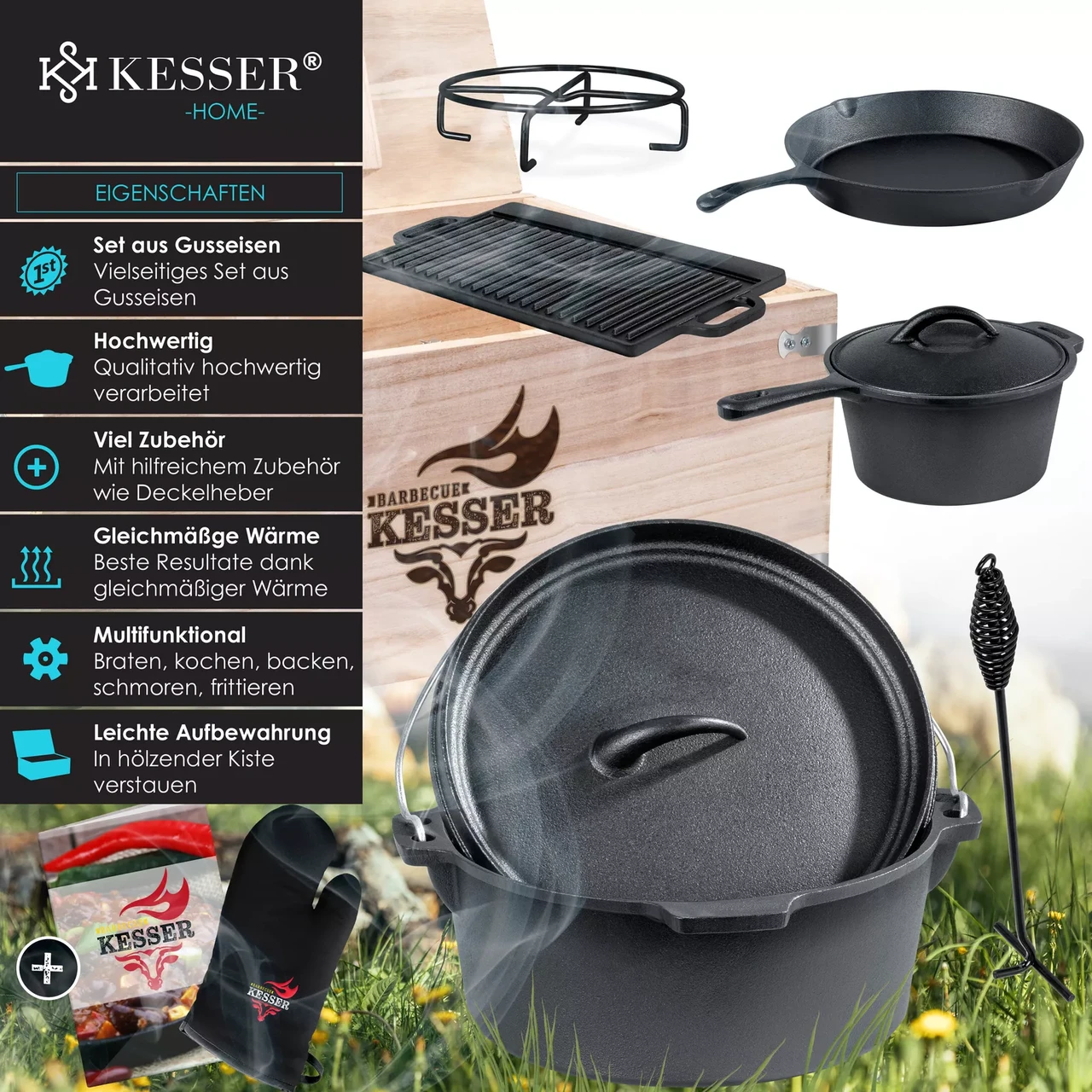 Посуда туристическая KESSER чугун 9 предметов - фото 2