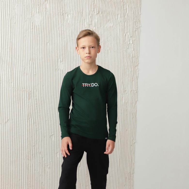 Лонгслів підлітковий для хлопчика GBI TEENS Try.Do 140 см Зелений (13754)