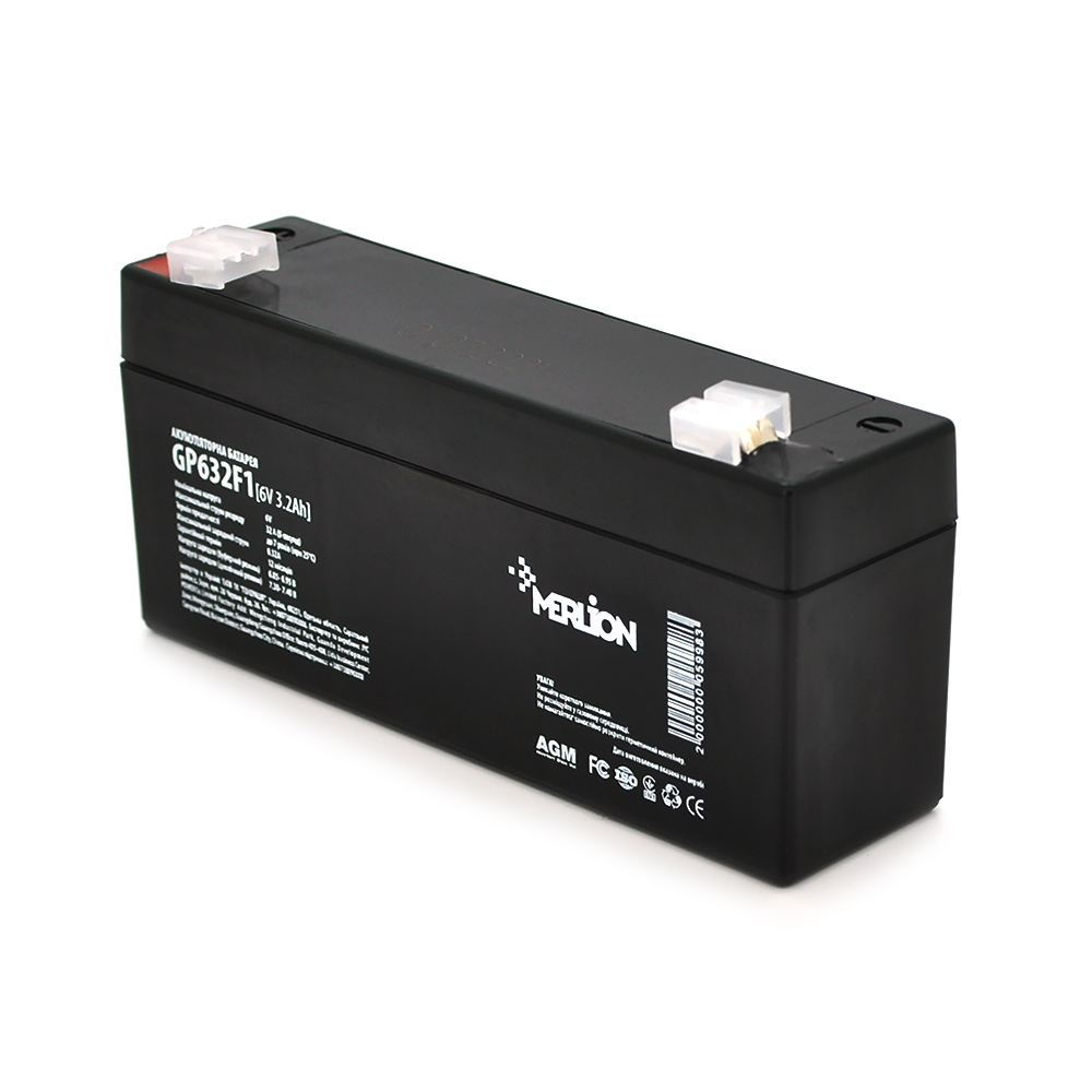Акумулятор свинцево-кислотний Merlion AGM GP632F1 6V 3,2 Ah для освітлення сигналізації та відеоспостереження (5998) - фото 1