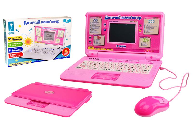 Детский учебный ноутбук Країна іграшок 28,5x21x4 см Розовый (PL-720-79)