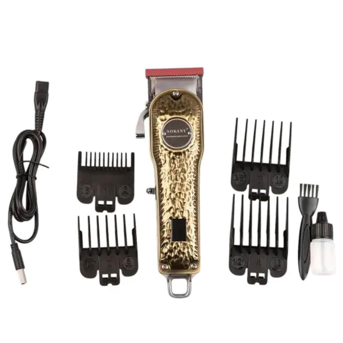 Машинка для стрижки Sokany SK-LF-9976 аккумуляторная с 4 насадками и USB Золотой (3729) - фото 9