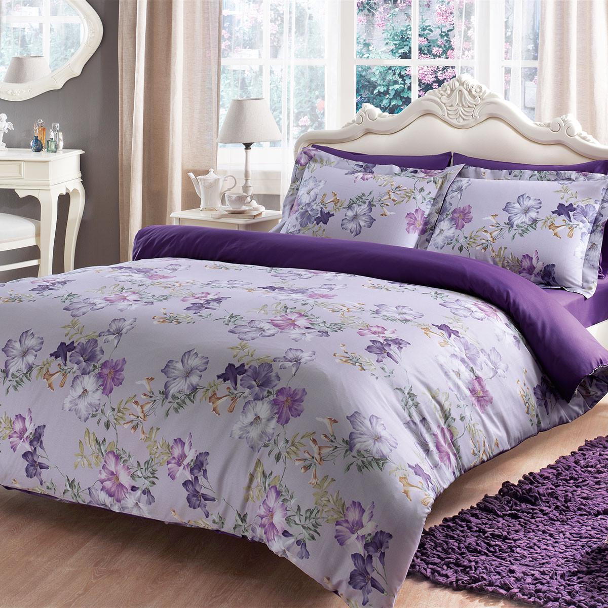 Постельное белье Tivolyo Home Viola делюкс сатин полуторное