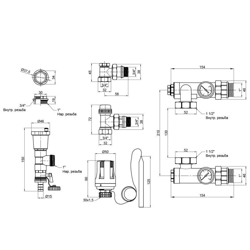 Змішувальна група 1" для колектора SD FORTE (SF006W25) - фото 2