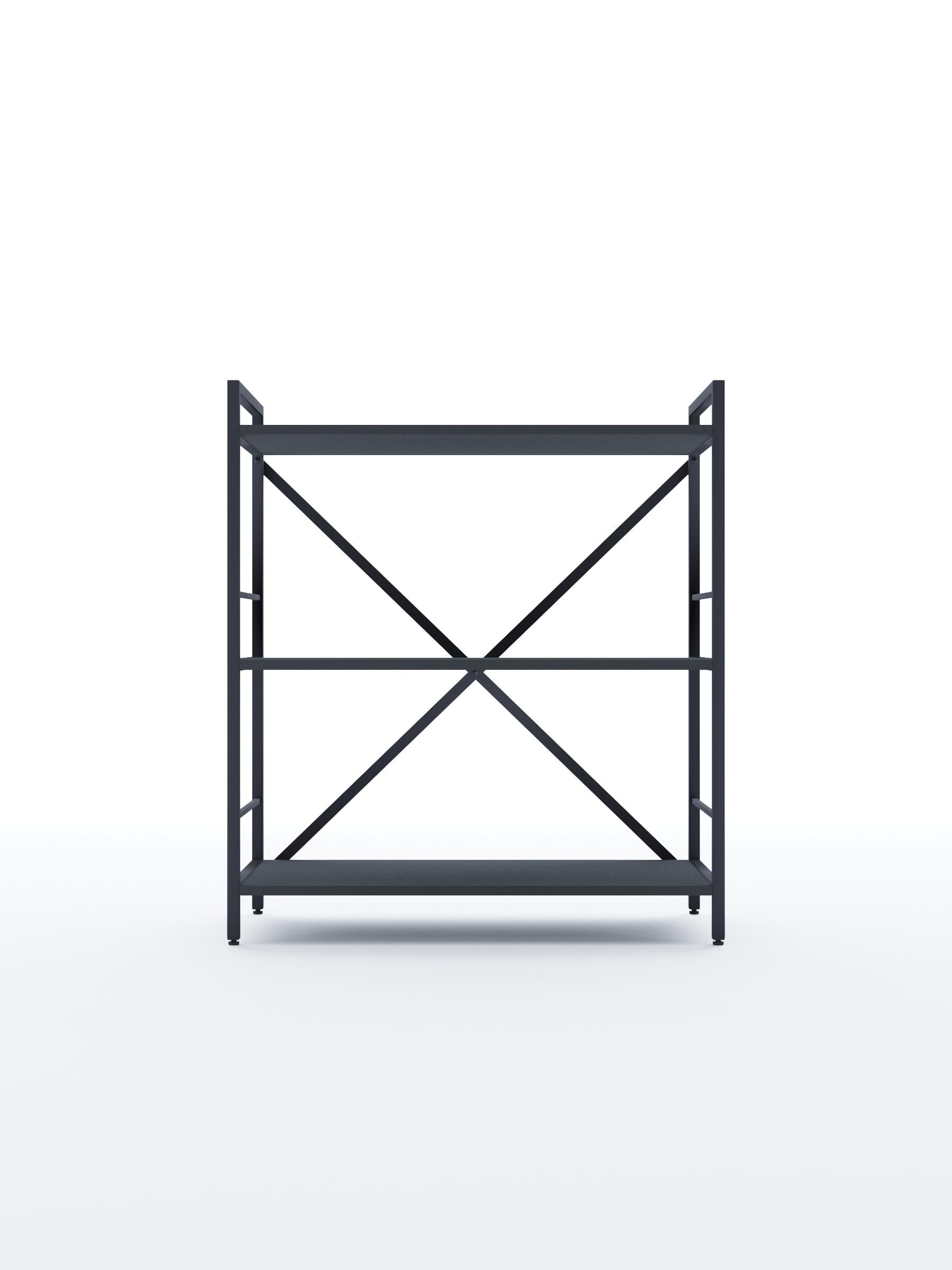 Стеллаж металлический Лофт 90х80х40 см 3 полки из ЛДСП Антрацит