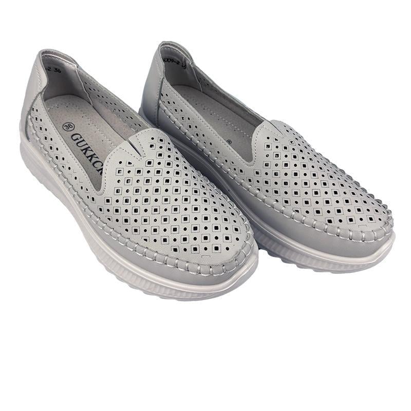 Мокасини жіночі перфорована шкіра 5009-7 p. 39 25 см Сірий