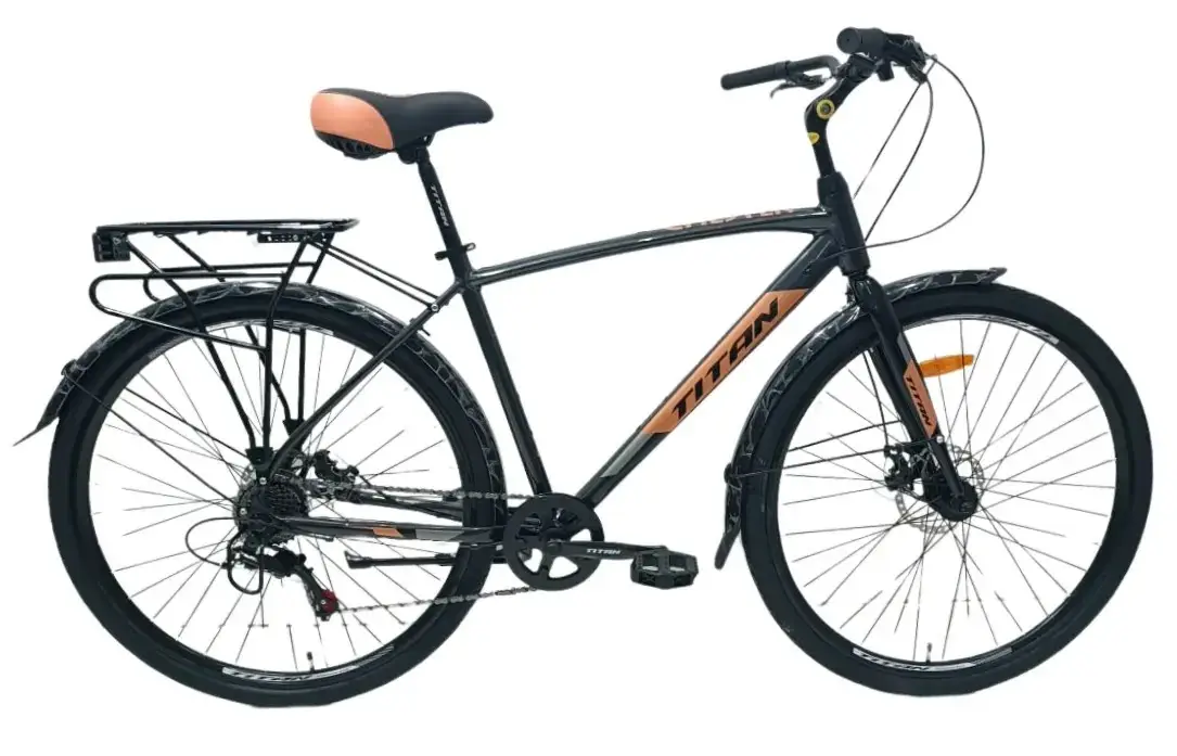 Електровелосипед E-Titan Chester 28" 48 В 500 Вт 18 Ah/ 19" до 60-75 км 175-190 см Чорний/Помаранчевий