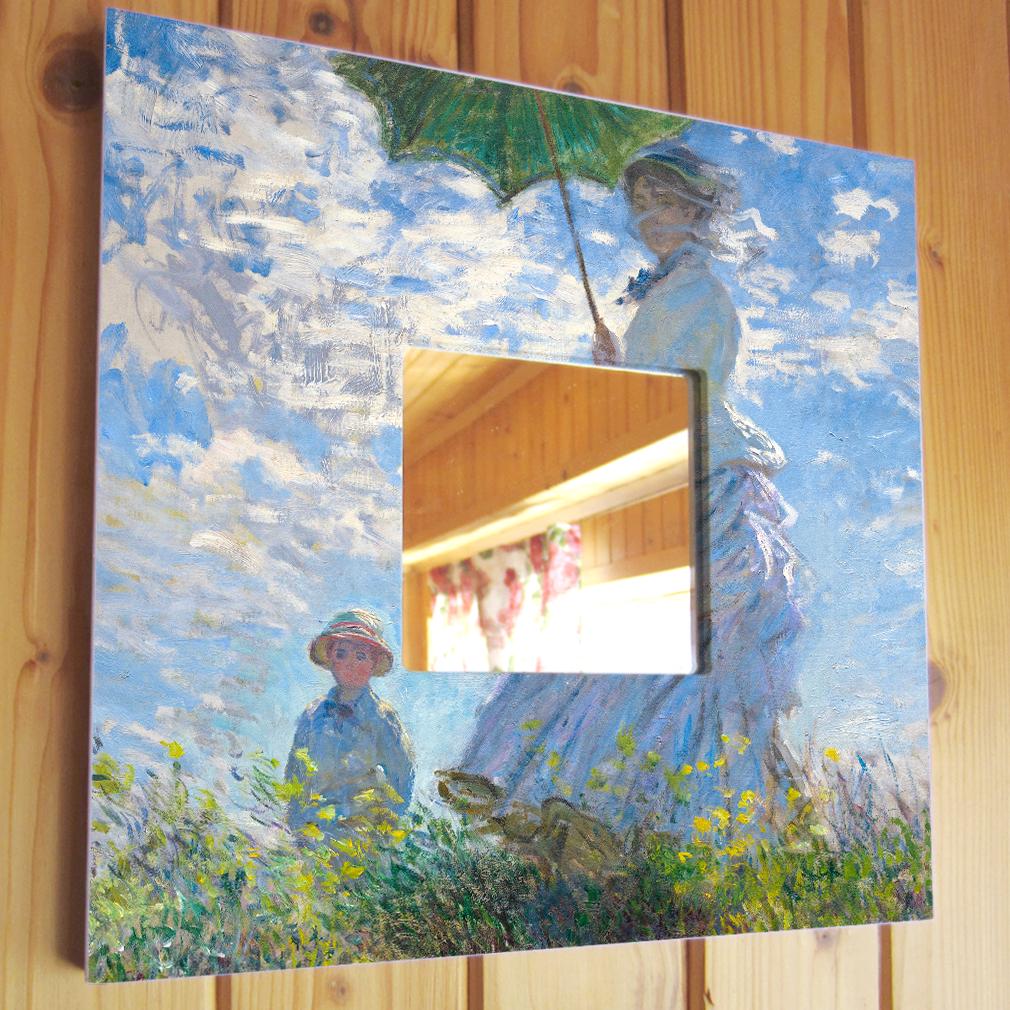 Зеркало картина "Женщина с зонтиком" Клод Моне 260х260 мм (M04383)