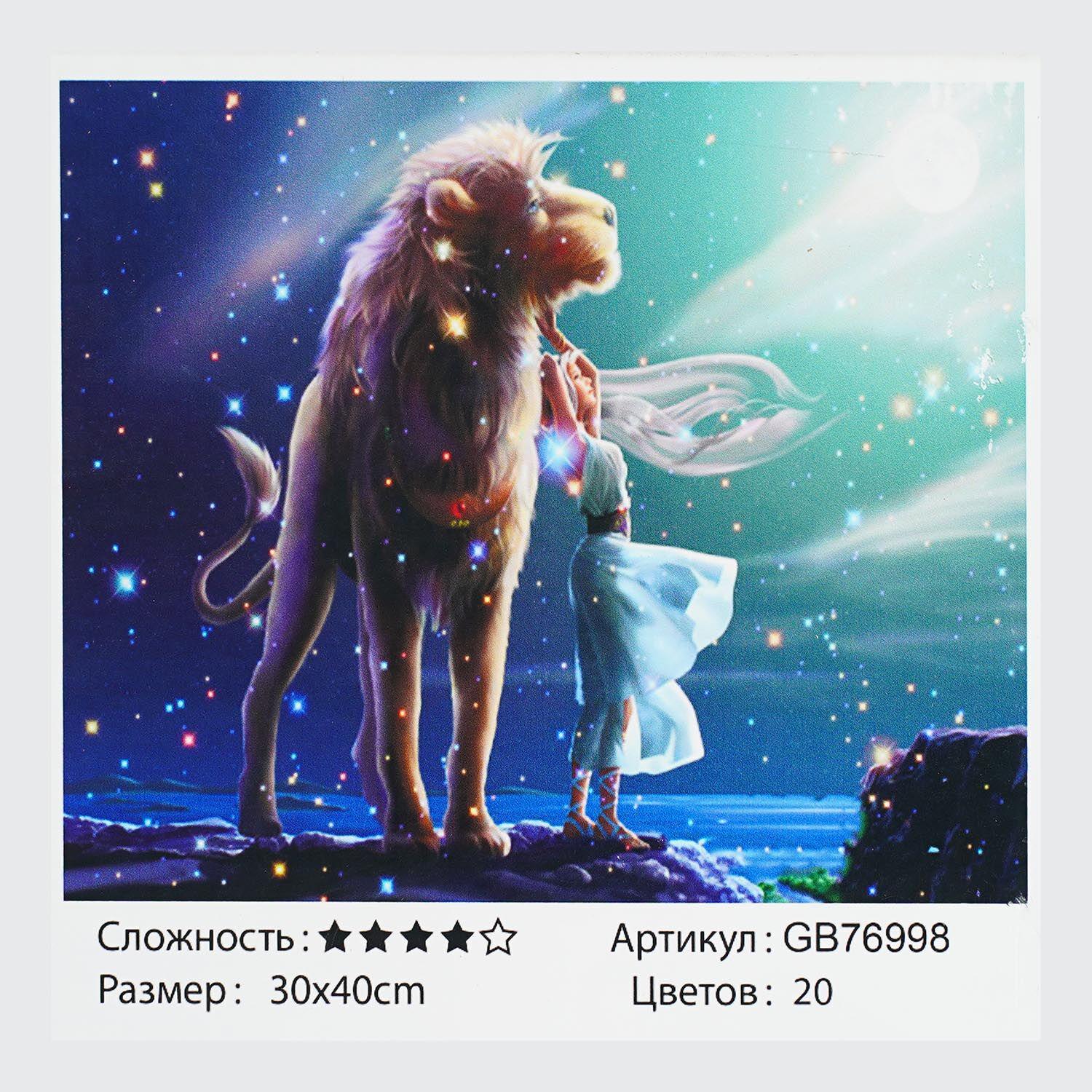 Алмазна мозаїка TK Group Лев з дівчиною 30х40 см (GB 76998)