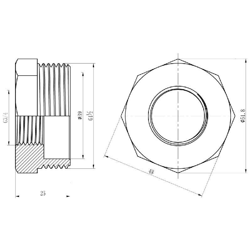 Футорка SD Forte SF3744020 1 1/2"х3/4" ЗВ (FRRS00002743) - фото 2