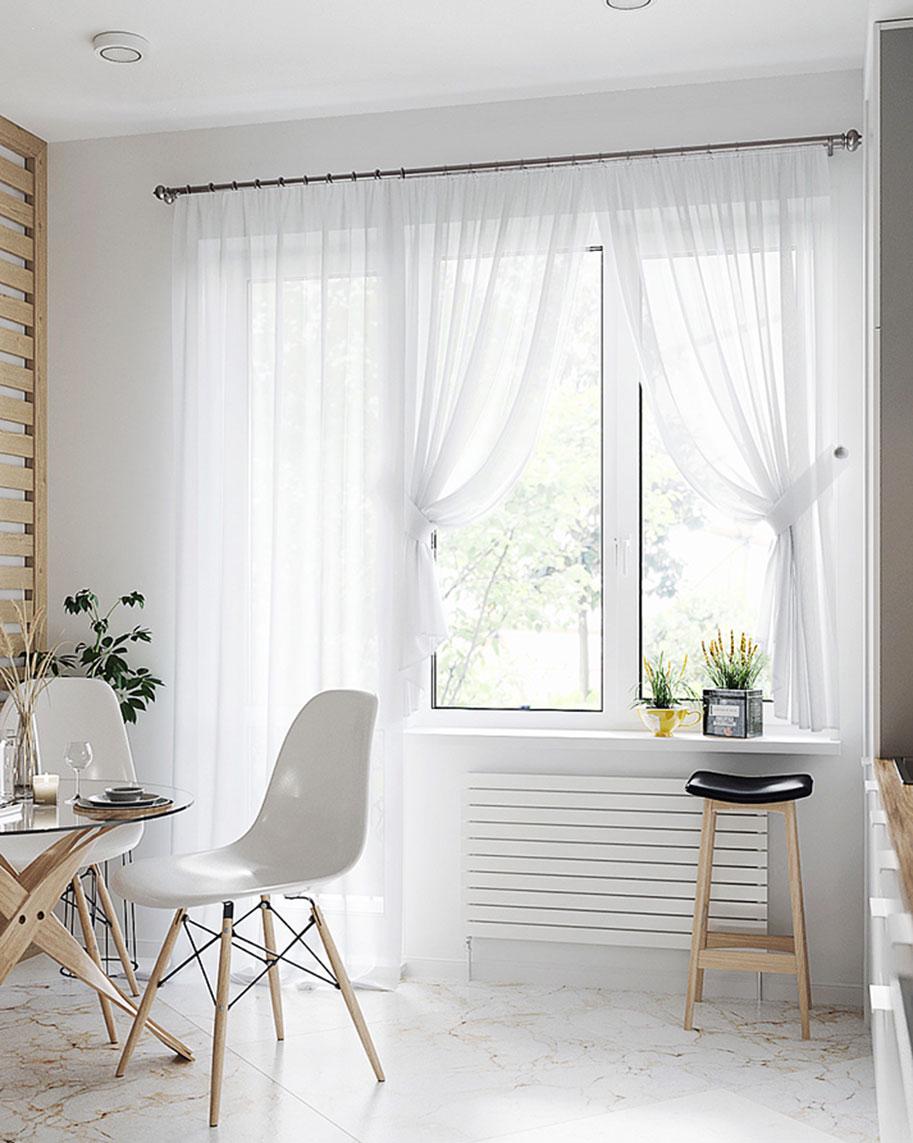 Комплект тюль Pivdenne вуаль на окно с балконной дверью Белый (2039-balkon)