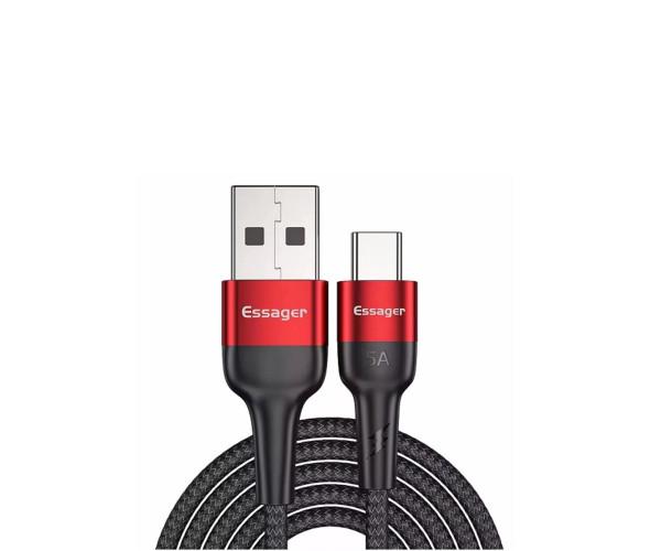 Кабель USB Data Essager USB to Type-C 5A 0,3 м Red