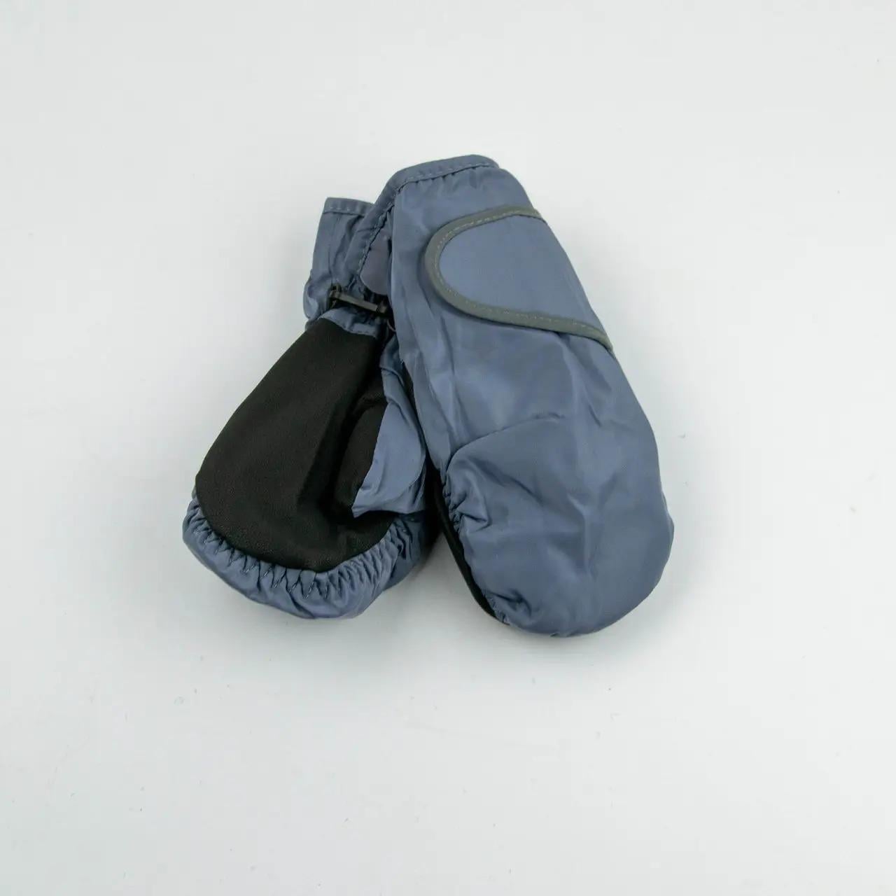 Детские перчатки болоневые лыжные на липучке 4-7 лет размер 3 Серый (24-12-58а)