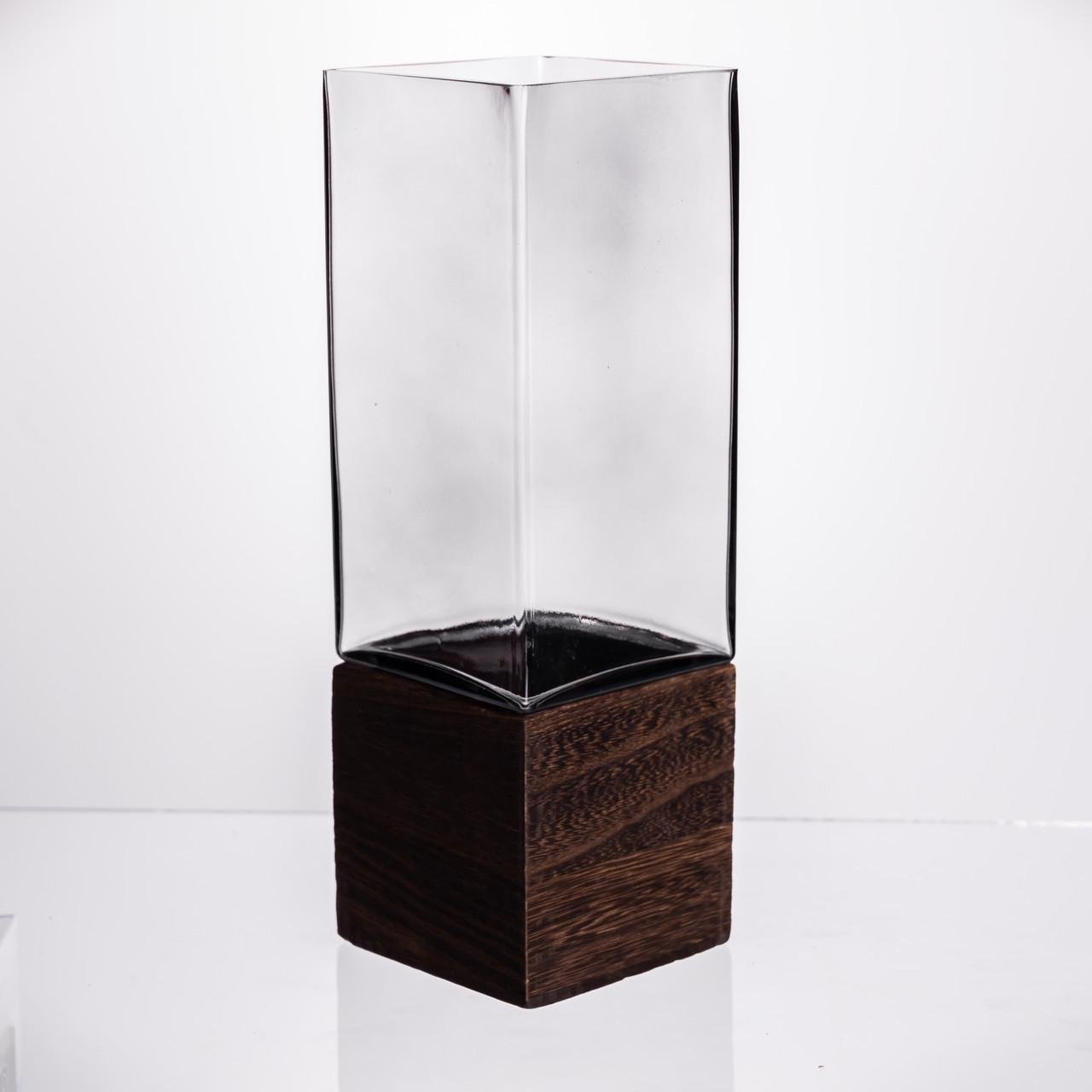 Ваза для цветов квадратная стеклянная декоративная 10х10х30 см (HP-19-160-4)