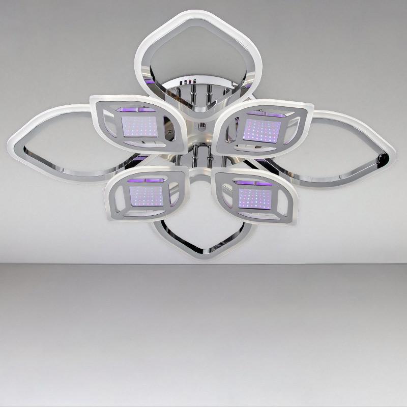 Потолочная люстра LED Light House SC-18194/4+4 152W 2.4G 3D 760/560х90 мм Хром