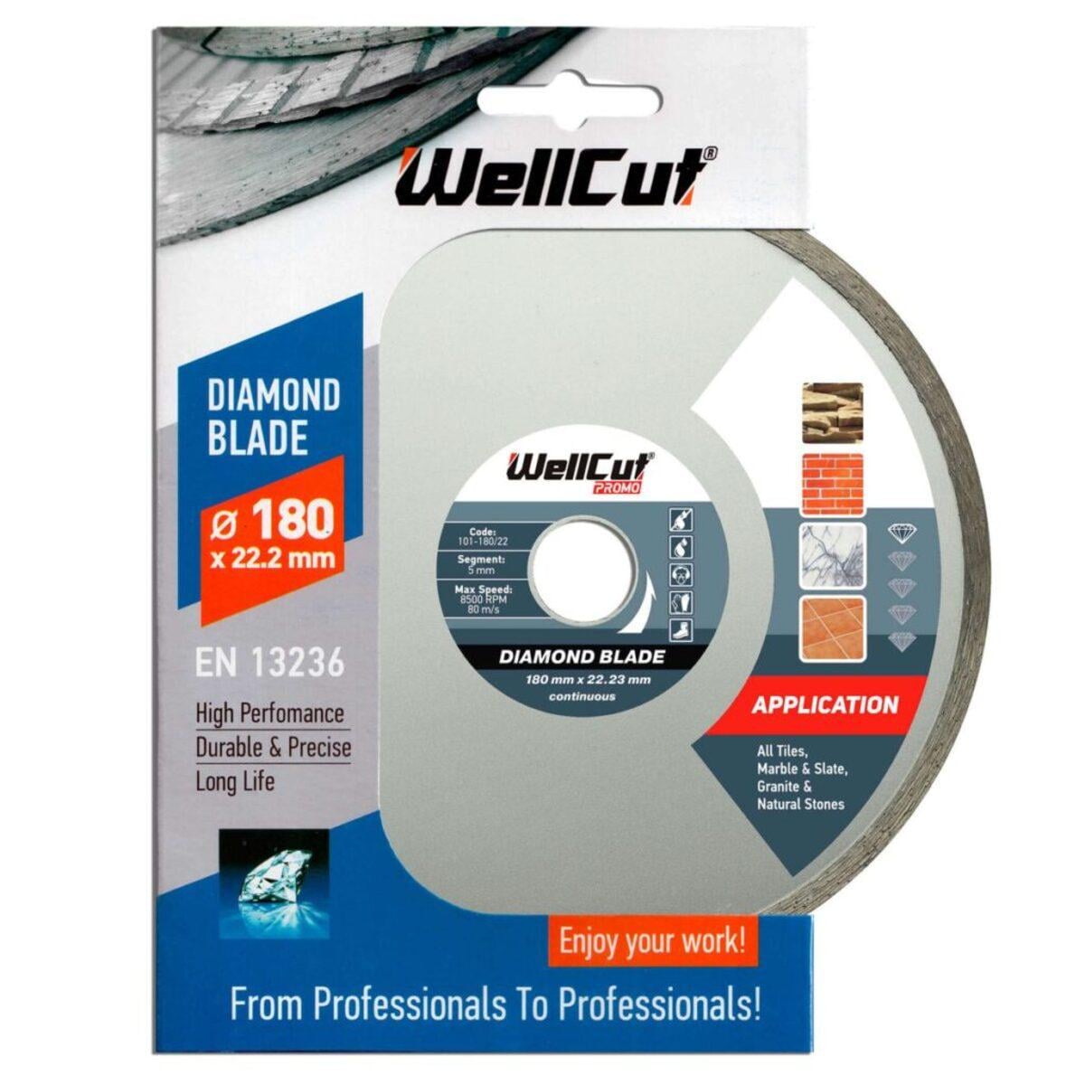 Алмазний диск суцільний WellCut Standard 180 мм 5х22,23 мм (435554)