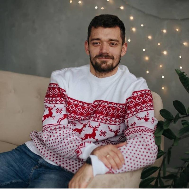 Светр новорічний чоловічий Вишиваночка L Білий (2094) Светр новорічний чоловічий Вишиваночка L Білий (2094)