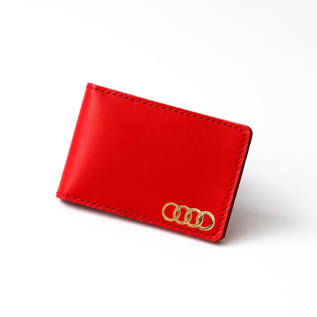 Обкладинка автодокументів із логотипом Audi Червоний/Золотий (2137022420)