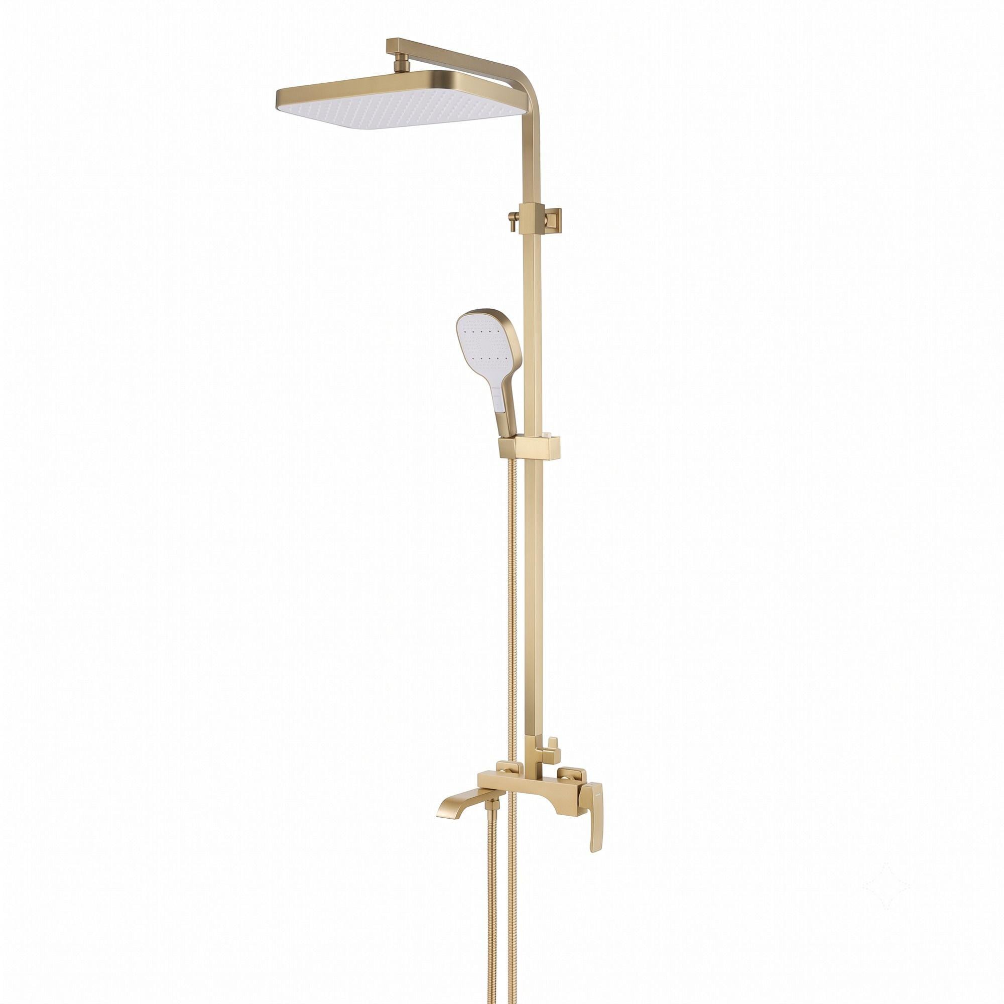 Душевая система KOER KB-56037-12 с регулировкой высоты латунь Золотой матовый (KR6003)
