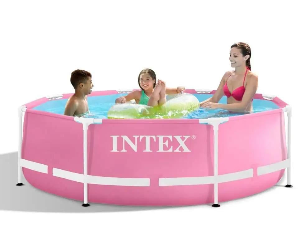 Бассейн каркасный Intex 28292 с фильтром 244х76 см Розовый - фото 2