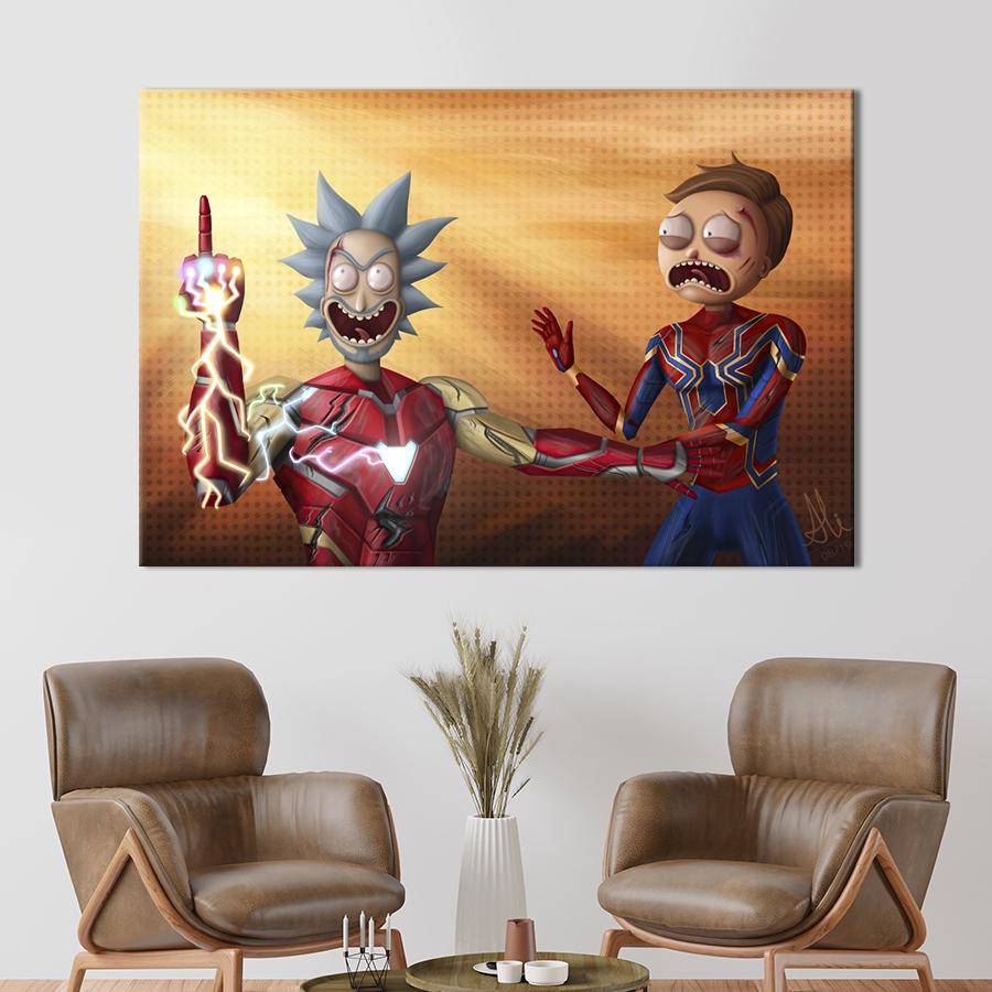 Картина на холсте Rick And Morty/Avengers Endgame 75x50 см (1504-1)