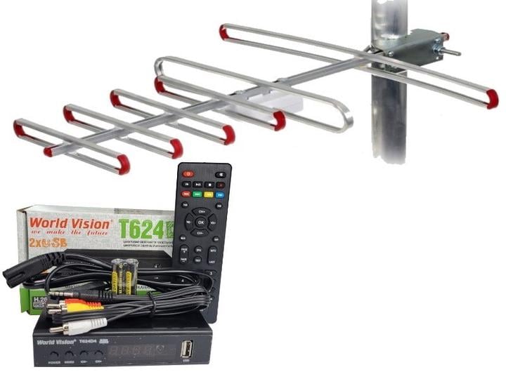 Тюнер World Vision T624D4 IPTV+/антенна наружная Super 4 40 км Тюнер World Vision T624D4 IPTV+/антенна наружная Super 4 40 км