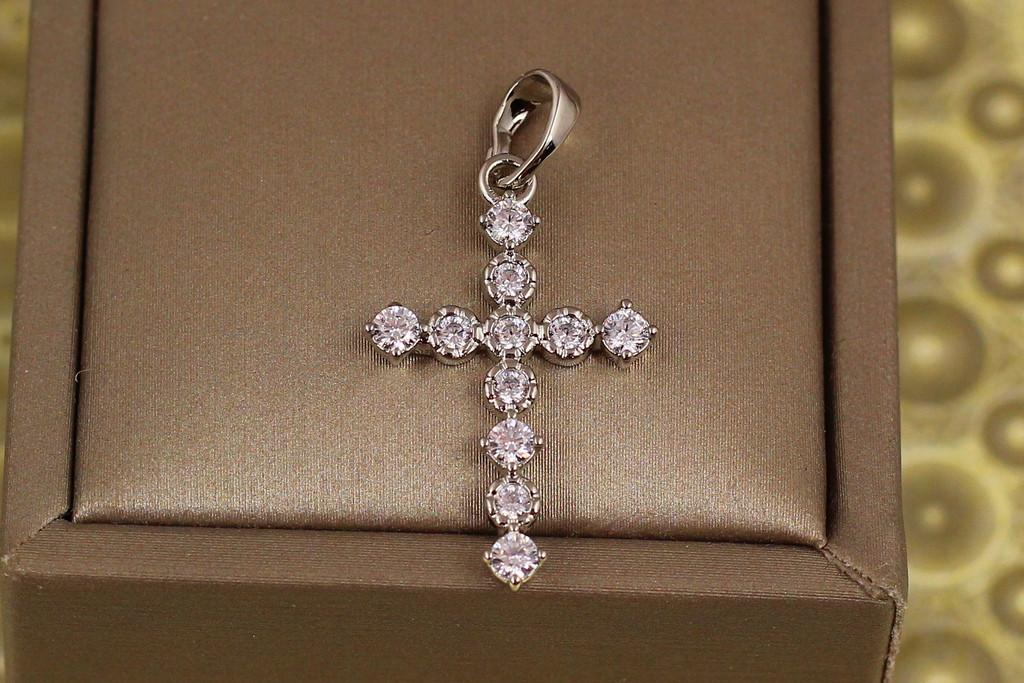 Крестик Xuping Jewelry с крупными фианитами 2,5 см Серебристый (2127570848)