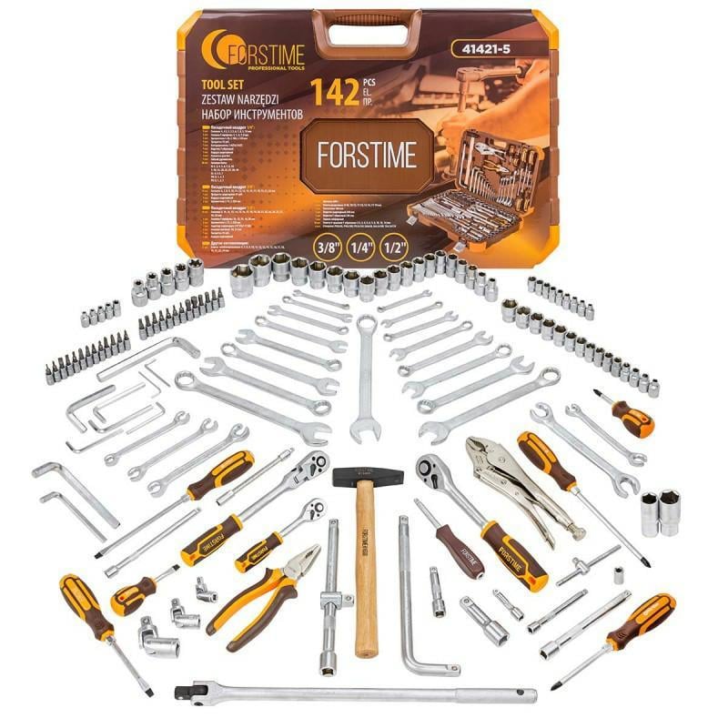Набор инструментов Forstime 41421-5 6-гранный 1/4"/3/8"/1/2" 142 пр. в кейсе (41421-5)