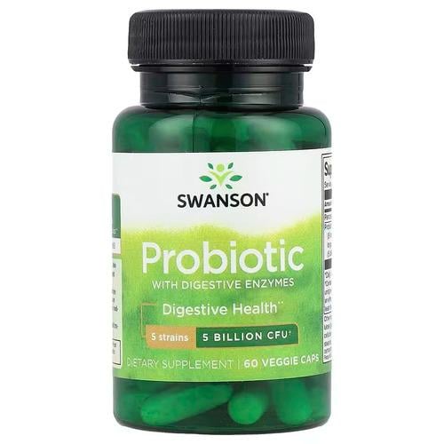 Пробиотики и пребиотики Swanson Probiotic with Digestive Enzymes 5 Billion CFU 60 Caps (SWA037)