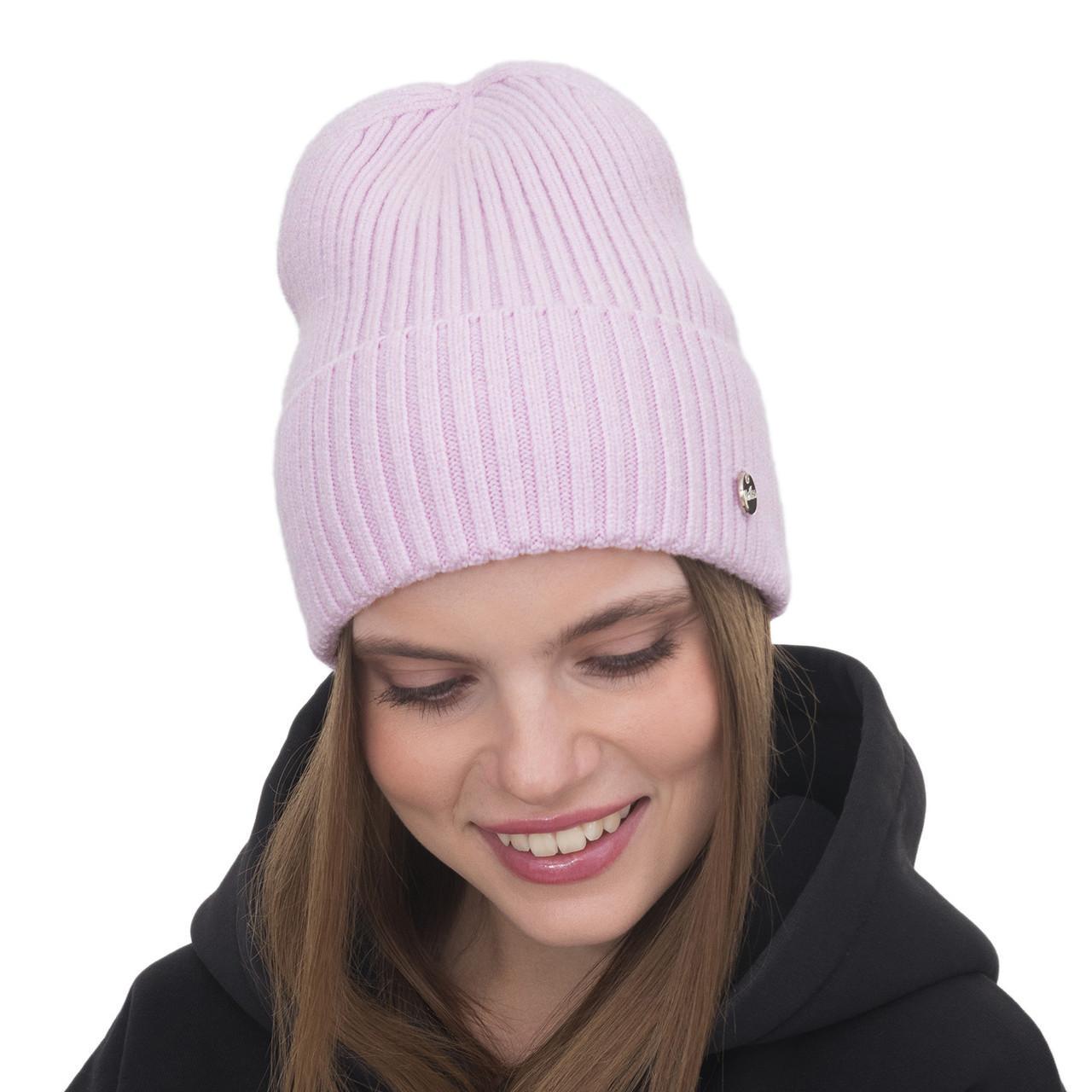 Шапка жіноча Malisa ДІКСІ з відворотом одинарна подовжена one size Сакура (238787)