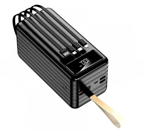 Повербанк з діхтариком Powerway TX60 60000 mAh 2,1A 5W USB/Type-C/MicroUSB/Lightning Black