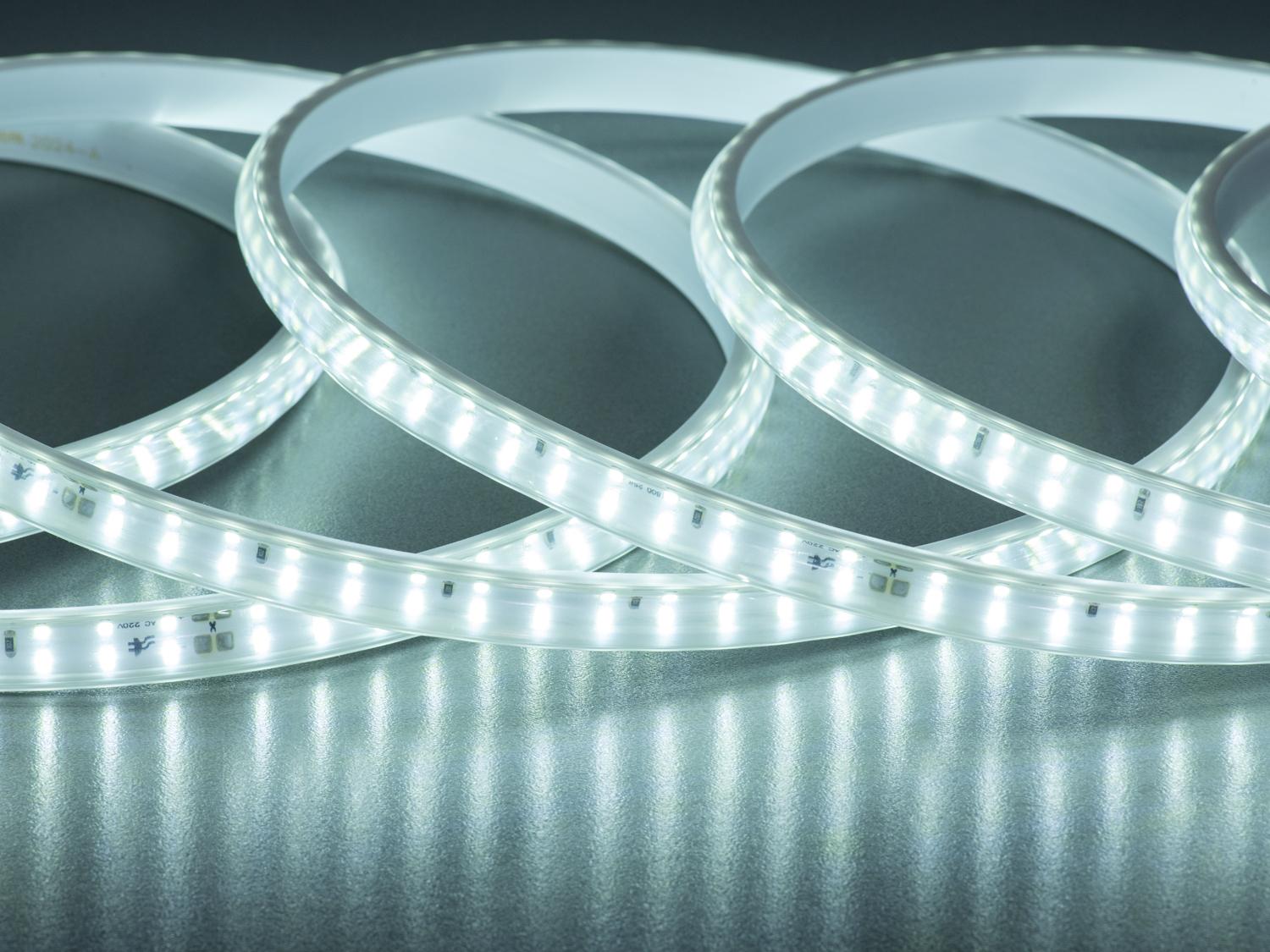 Світлодіодна стрічка 220 В 180 діодів на метр герметична 12 мм Холодний білий (P220-2835-180-CW-65-12)