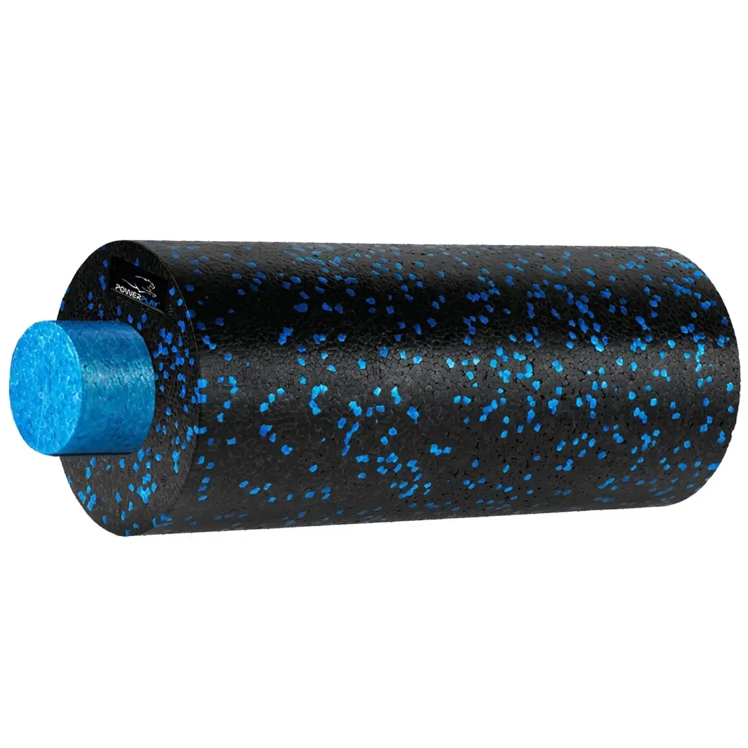 Ролик массажный гладкий PowerPlay PP-4348 2в1 EPP Foam Roller Черный/Синий 33x14 см - фото 2