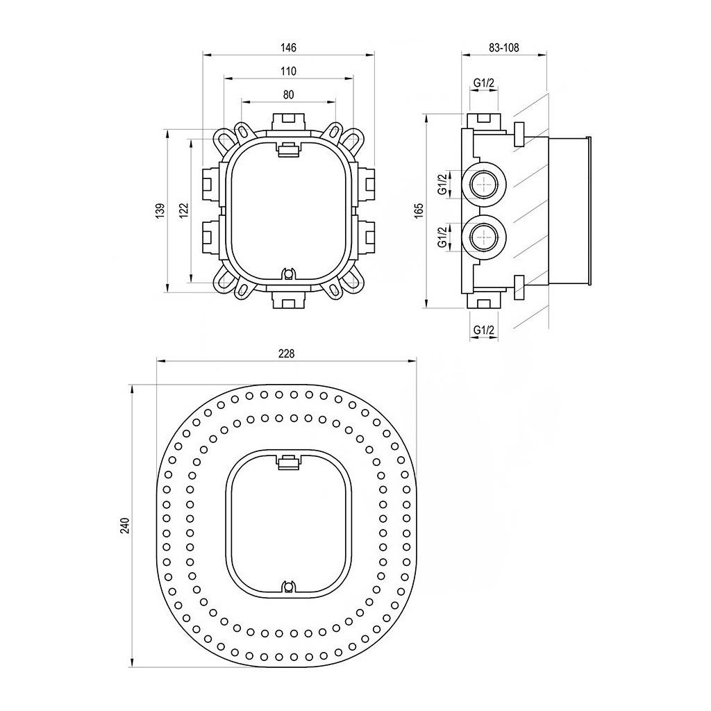 Скрытая часть смесителя RAVAK R-box Vari RB 072.50 X070139 (96310) - фото 2