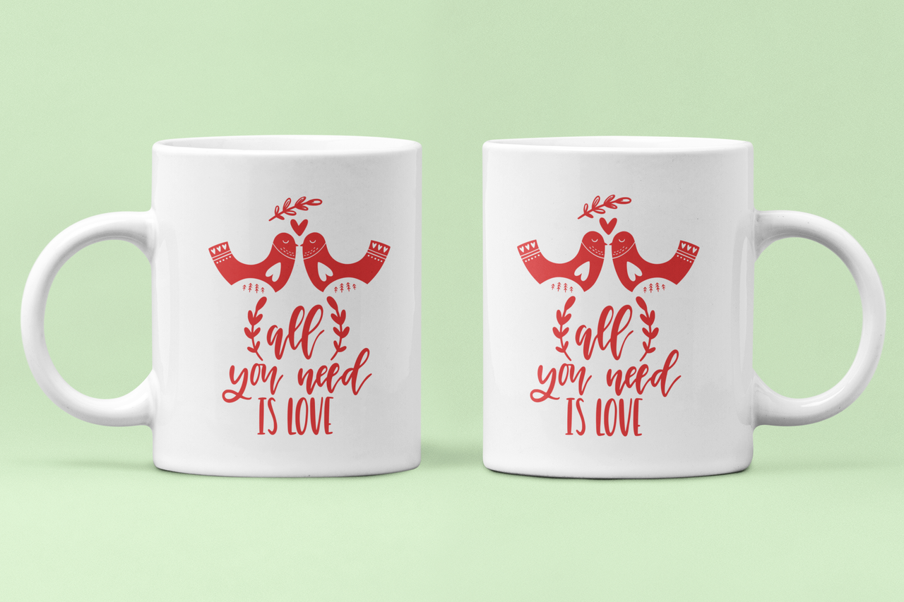 Чашки парні "All you need is love" пташки для закоханих 330 мл Білий (ВЛ205Ч)