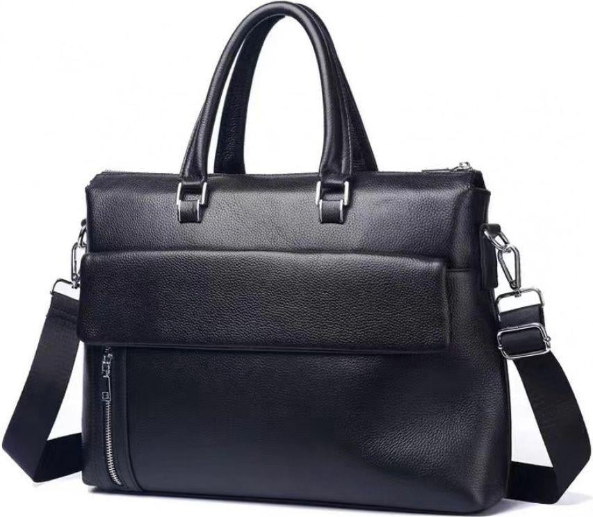 Чоловіча сумка-портфель Tiding Bag шкіряна Чорний