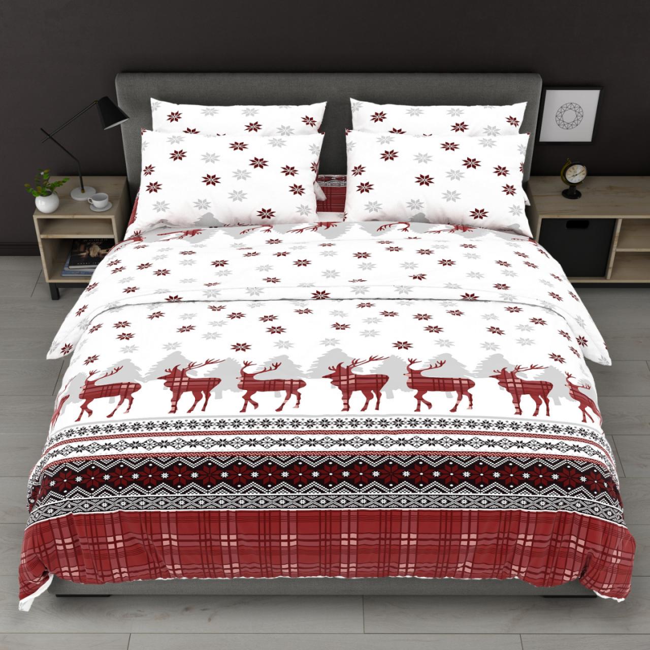 Комплект постельного белья новогодний Олени сатин Евро 200х220 см наволочки 50х70 см и 70х70 см (0402н103) Комплект постельного белья новогодний Олени сатин Евро 200х220 см наволочки 50х70 см и 70х70 см (0402н103)
