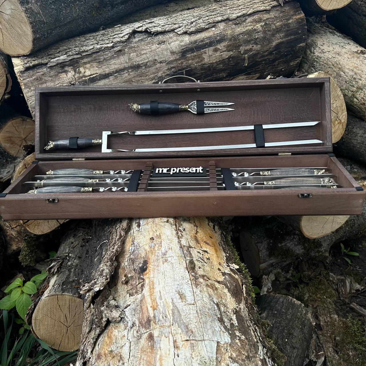 Набір шампурів Lux-Premium №8 ручної роботи (19223169) - фото 7 Набір шампурів Lux-Premium №8 ручної роботи (19223169) - фото 7