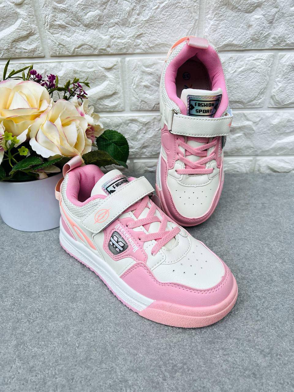 Кроссовки для девочки Bessky 1560 р. 35 22 см Бело-розовый (1560-2)
